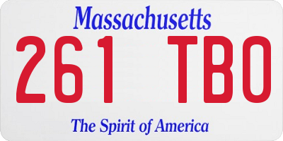 MA license plate 261TB0