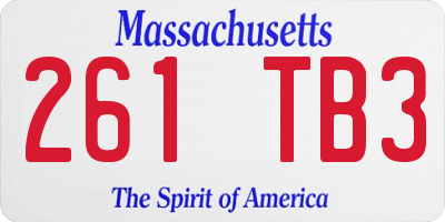 MA license plate 261TB3