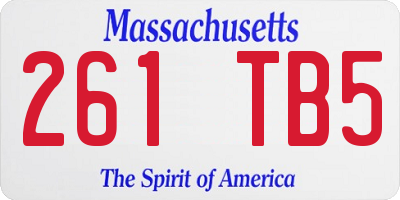 MA license plate 261TB5