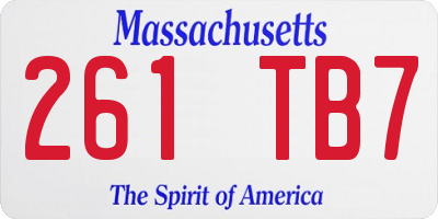 MA license plate 261TB7