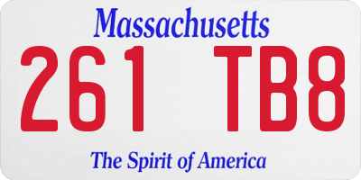 MA license plate 261TB8