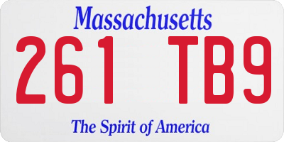 MA license plate 261TB9