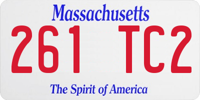MA license plate 261TC2