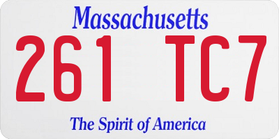 MA license plate 261TC7
