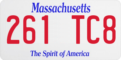 MA license plate 261TC8