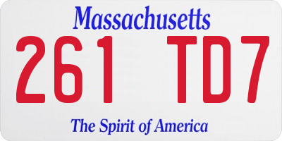 MA license plate 261TD7