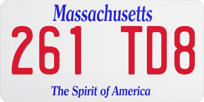MA license plate 261TD8