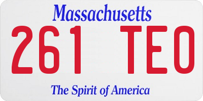 MA license plate 261TE0