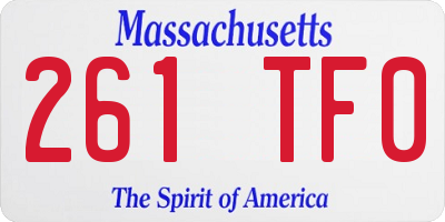 MA license plate 261TF0