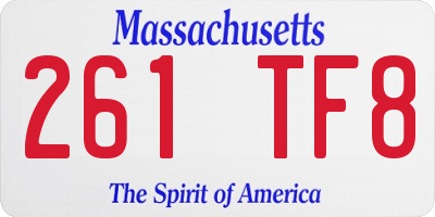 MA license plate 261TF8