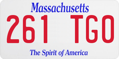 MA license plate 261TG0