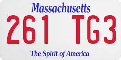 MA license plate 261TG3