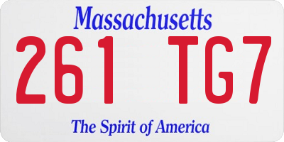 MA license plate 261TG7