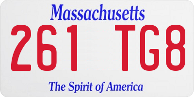 MA license plate 261TG8