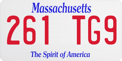 MA license plate 261TG9
