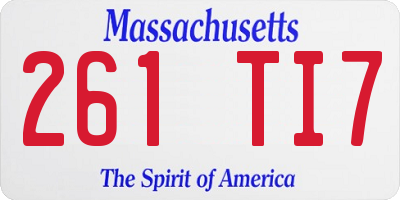 MA license plate 261TI7