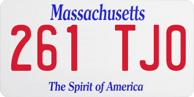 MA license plate 261TJ0