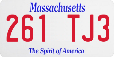 MA license plate 261TJ3