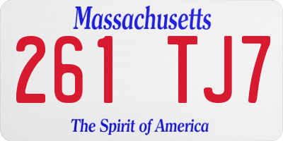 MA license plate 261TJ7
