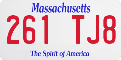 MA license plate 261TJ8