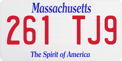 MA license plate 261TJ9