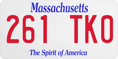 MA license plate 261TK0
