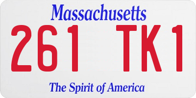 MA license plate 261TK1