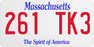 MA license plate 261TK3