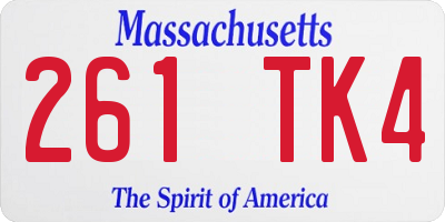 MA license plate 261TK4
