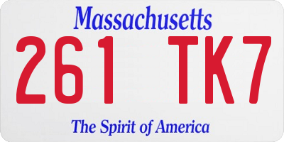 MA license plate 261TK7