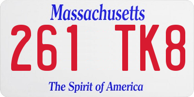 MA license plate 261TK8