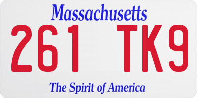 MA license plate 261TK9