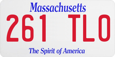 MA license plate 261TL0