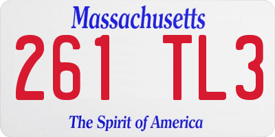 MA license plate 261TL3