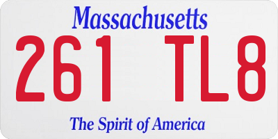 MA license plate 261TL8