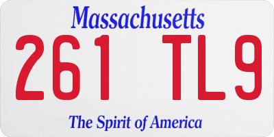 MA license plate 261TL9