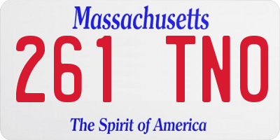MA license plate 261TN0