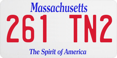 MA license plate 261TN2
