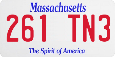 MA license plate 261TN3