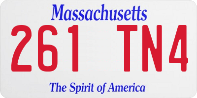 MA license plate 261TN4