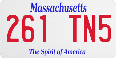 MA license plate 261TN5