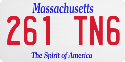 MA license plate 261TN6