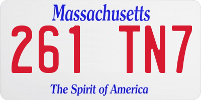 MA license plate 261TN7