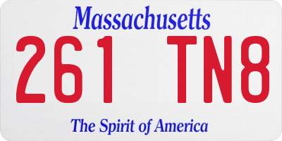 MA license plate 261TN8