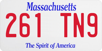 MA license plate 261TN9
