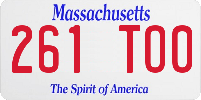MA license plate 261TO0