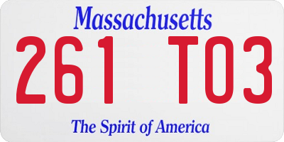 MA license plate 261TO3