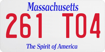MA license plate 261TO4
