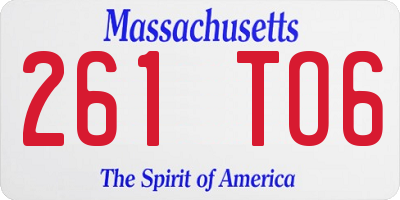 MA license plate 261TO6