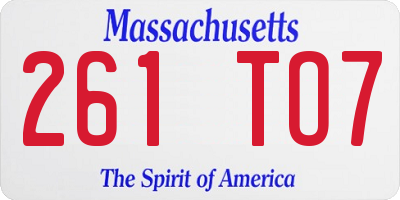 MA license plate 261TO7